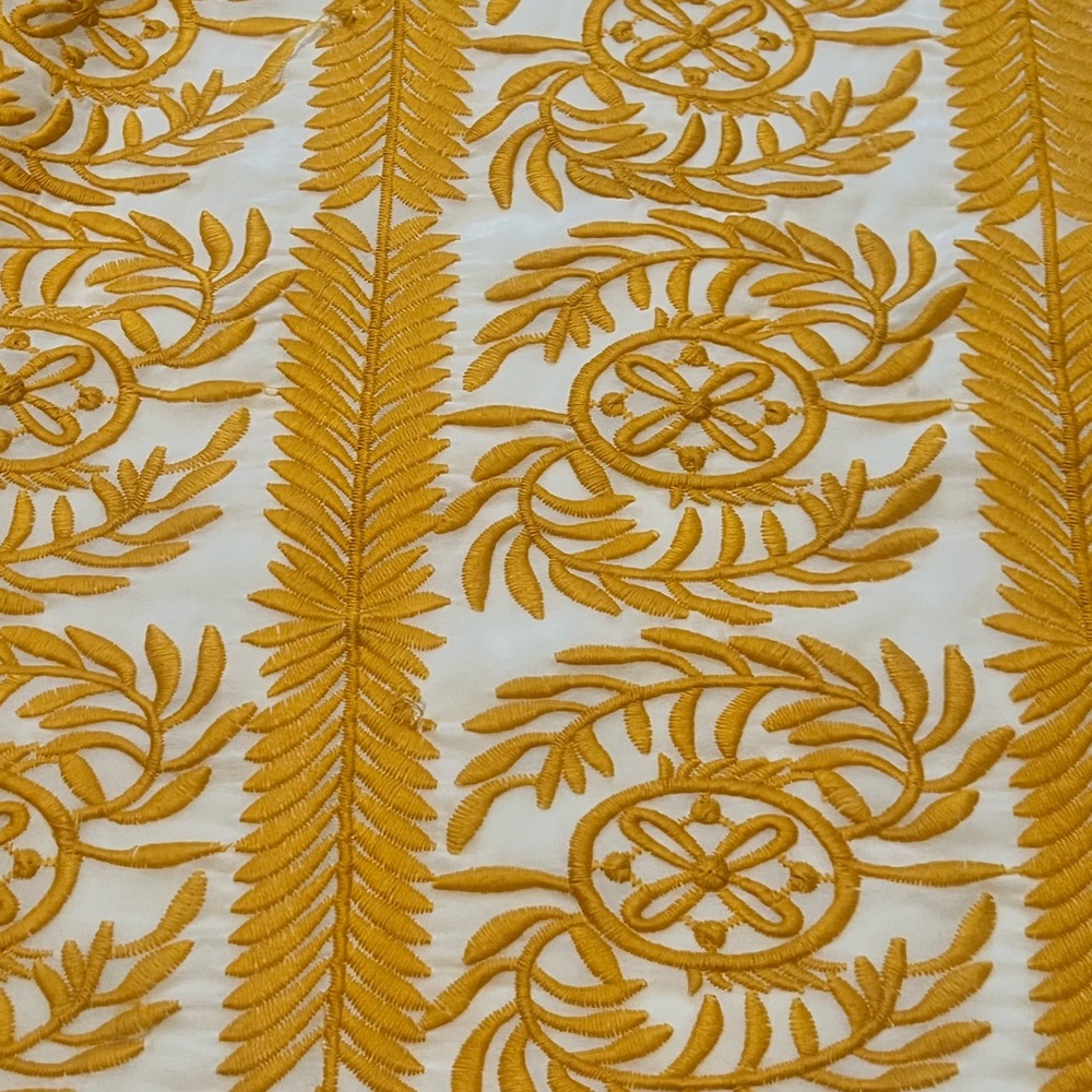 All:Row White and Yellow Embroidered Mini Dress | Boho Shift Dress Size L - Picture 11 of 13
